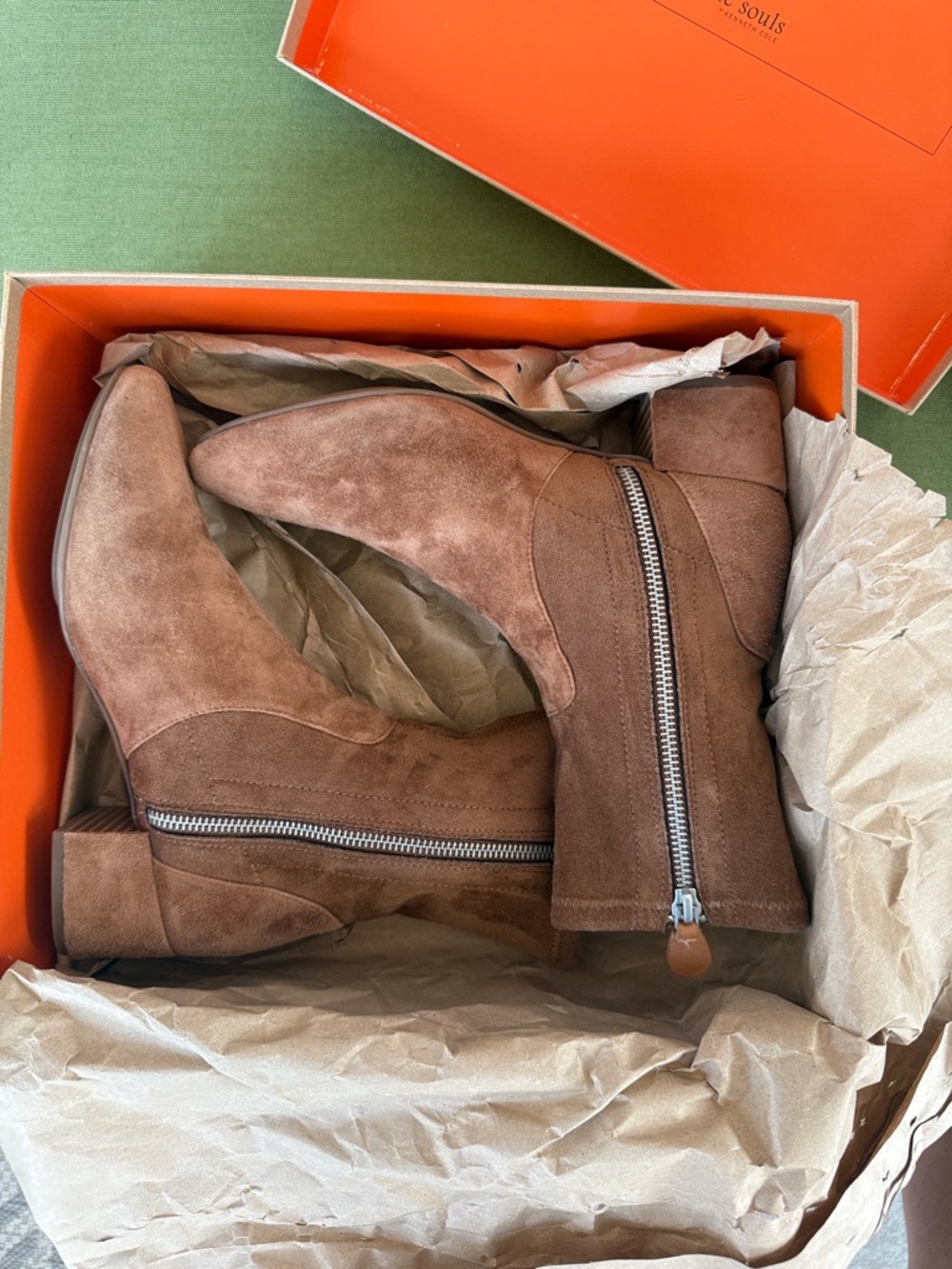 gentle souls tan ankle booties - box included